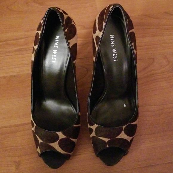 Nine West Giraffe Peep Toe Heels 8M - Picture 5 of 15